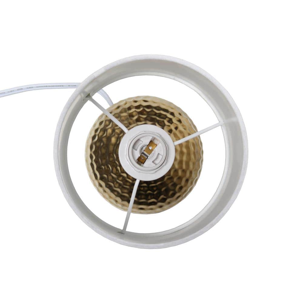 Hammered Gold Mini Table Lamp with White Fabric Shade
