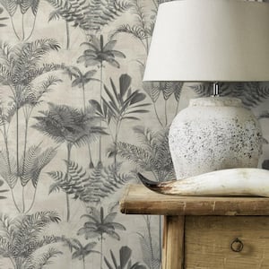 Kinabalu Charcoal Grey Rainforest Wallpaper Sample