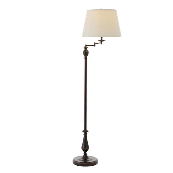 Hampton Bay 59 in. Oil-Rubbed Bronze Swing-Arm Floor Lamp with Cream Fabric  Drum Shade F319001A ROB - The Home Depot
