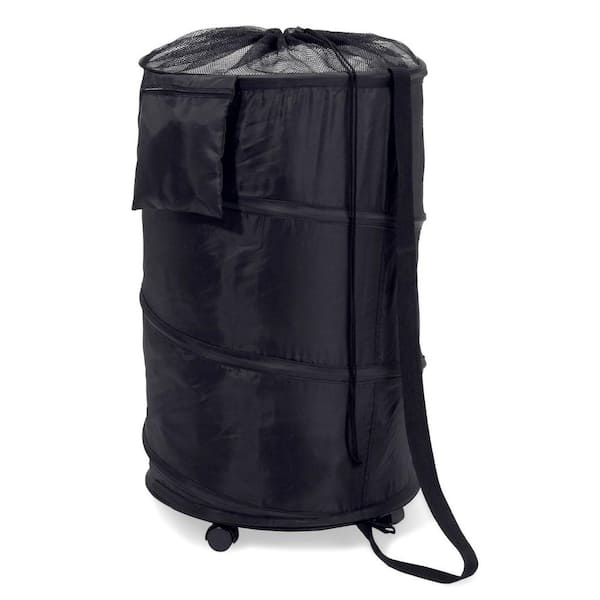 Honey-Can-Do Pop-Up Laundry Bin and Hamper with Wheels, Black