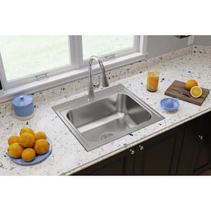 Parkway 25in. Drop-in 1 Bowl 20 Gauge  Stainless Steel Sink Only and No Accessories