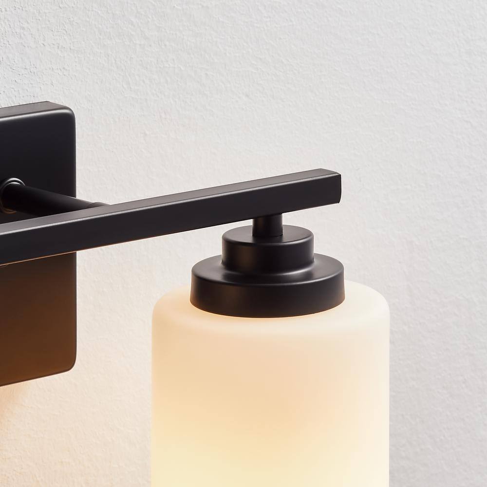 Black Steel 2-Light Dimmable Cylinder Vanity Light