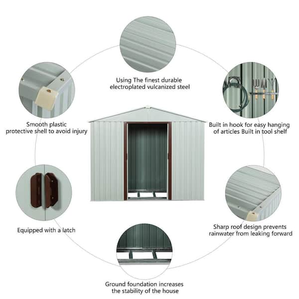 7 ft. W x 4 ft. D White Metal Outdoor Storage Shed with Window and Double Sliding Doors (28 sq. ft.)
