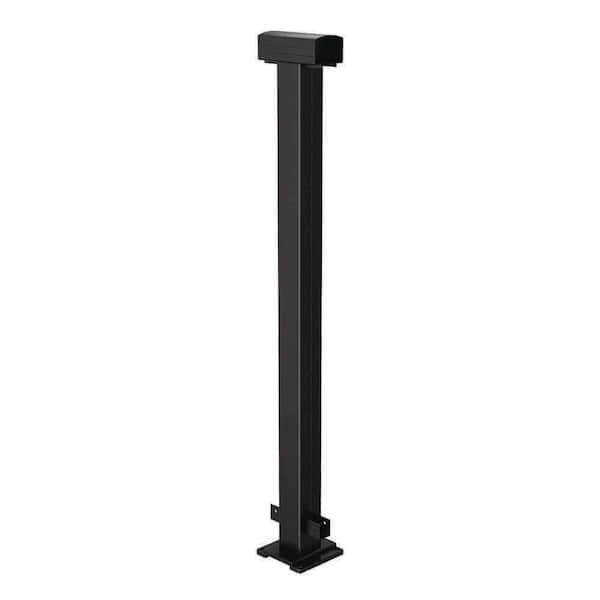 PEAK 36 in. H Aluminum Mid Post Kit in Matte Black for Cable Deck Railing