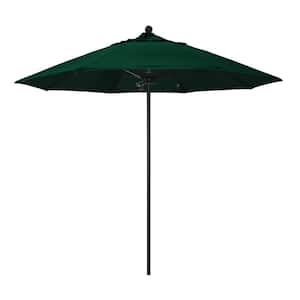 9 ft. Black Aluminum Commercial Market Patio Umbrella with Fiberglass Ribs and Push Lift in Forest Green Sunbrella