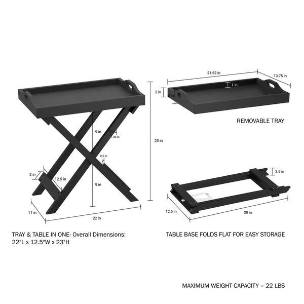 TV Tray Table, Folding Table with Removable Serving Tray, Portable End Table