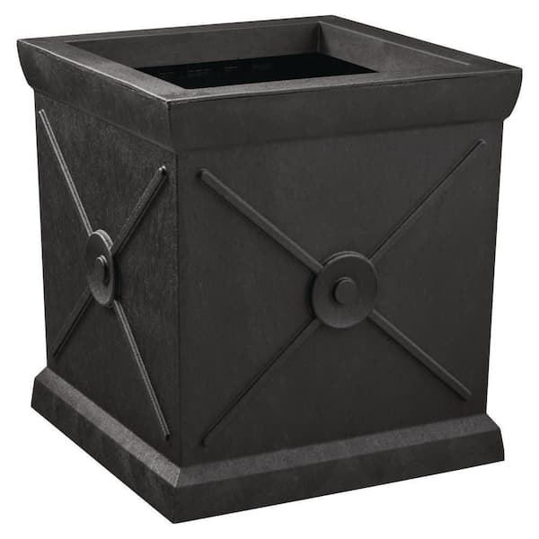 Eldon Large Modern Slate Black Fiberglass Self-Watering  Planter (15 in. L x 15 in. W x 16 in. H)