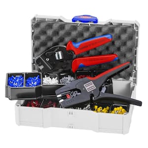 Crimping Kit (Crimping pliers, Automatic wire stripper and assortment of wire ferrules with/without collar)