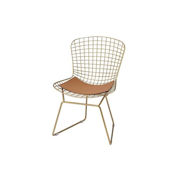 Acme Furniture Achellia Whiskey PU and Gold Faux Leather Side Chair (Set of 2)