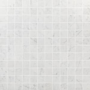 Marmo Bianco 12 in. x 12 in. Matte Marble Look Porcelain Mosaic Tile (1 sq. ft. / each)