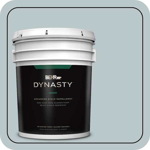 BEHR DYNASTY 5 Gal. #N470-2A Dusted Blue Semi-Gloss Enamel Interior Stain-Blocking Paint and Primer