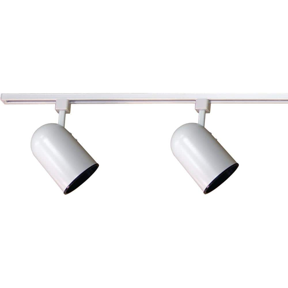 2 ft. 2-Light Indoor White Track Lighting Kit with 2-Round Back Cylinder Tr