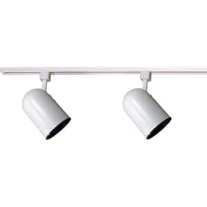 2 ft. 2-Light Indoor White Track Lighting Kit with 2-Round Back Cylinder Track Heads