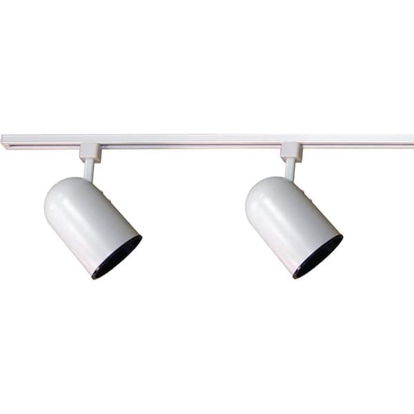 Unbranded 2 ft. 2-Light Indoor White Track Lighting Kit with 2-Round Back Cylinder Track Heads