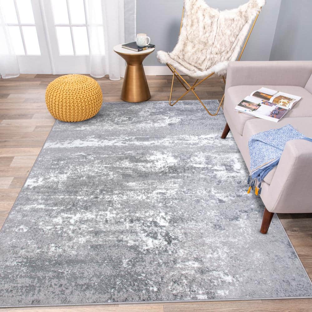 Modern Shades Abstract Gray Synthetic 5' x 7' Area Rug