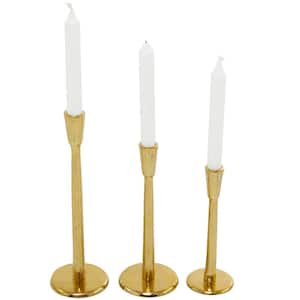 Gold Aluminum Tapered Candle Holder (Set of 3)
