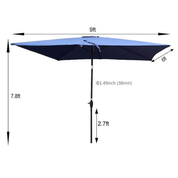 6 inch patio umbrella PURPLE LEAF 6' x 6' Market Umbrella, Square with Base Included, Heavy Duty Outdoor Table Umbrella with Tilt, Aluminum Pool Umbrella for Deck, Garden, or Poolside, Grey up aluminum frame makes it easy to open and close 6 ft Round Patio Umbrella