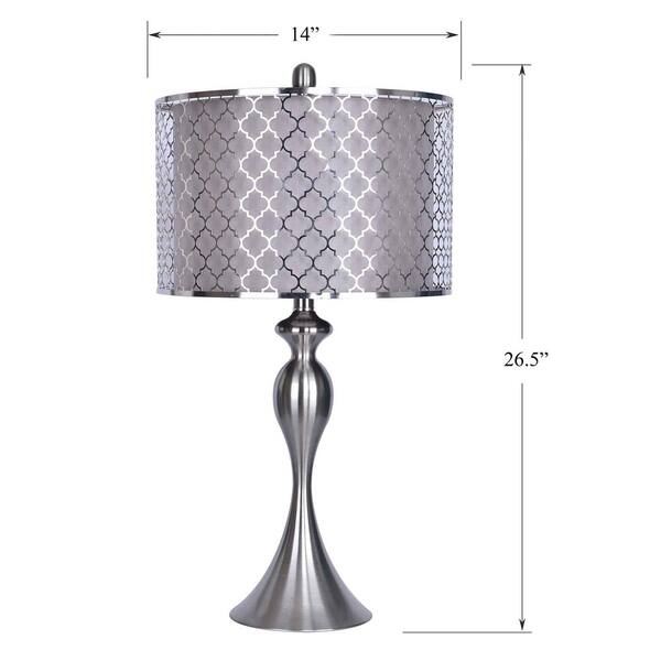 Brushed Nickel Table Lamp, Quatrefoil Lamp Shade