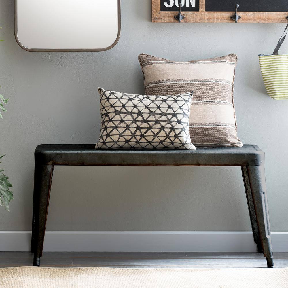 Sleek 40'' Galvanized Metal Bench in Grey and Brown