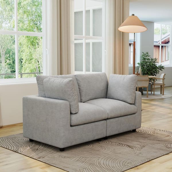 Magic Home Minimalist 67 in. Square Arm Chenille Modular Sofa Love