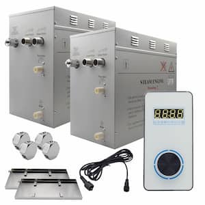 Superior Encore 24kW Steam Bath Generator, Self-Draining with Vertical Digital Keypad in White and 2 Drip Pans
