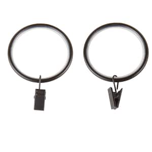 1-7/8 inch Noise-Canceling Curtain Rings w/Clip in Black (Set of 10)