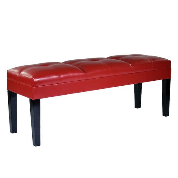 Armen Living Howard 20 in. H x 51 in. W x 17 in. D Bench Red Bonded Leather