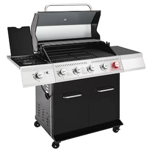 Deluxe 5-Burner propane Gas Grill and 1 side burner with Rotisserie Kit