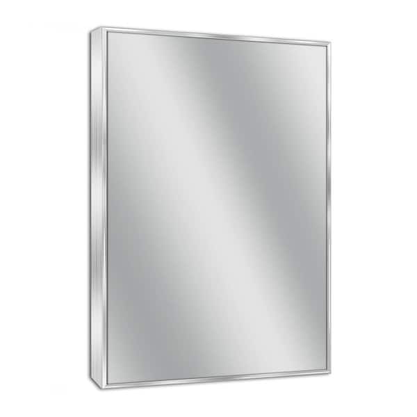 Deco Mirror 24 in. W x 30 in. H Framed Rectangular Bathroom Vanity Mirror in Brush nickel