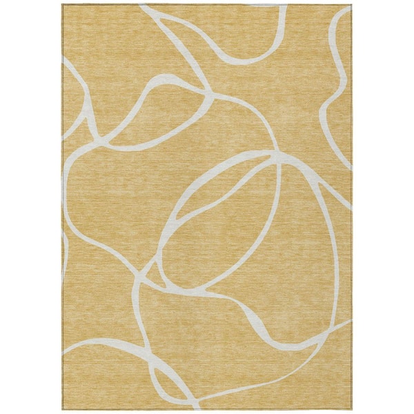 Chantille Machine Washable Indoor/Outdoor Abstract ACN999 Gold 5 ft. x 7 ft. 6 in. Area Rug