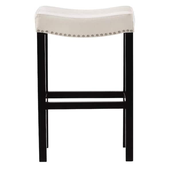 Unbranded Curved Backless Nailhead Counter Bar Stool in Ivory