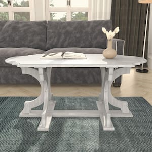 Doynton 39.4 in. Spray Paint White Oval Specialty Solid Wood Top Coffee Table