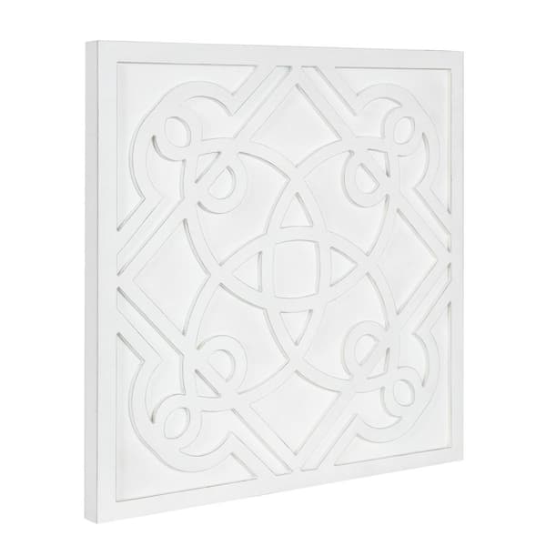 Kate and Laurel Mercador  24 in. x 24 in. White Wooden Wall Art