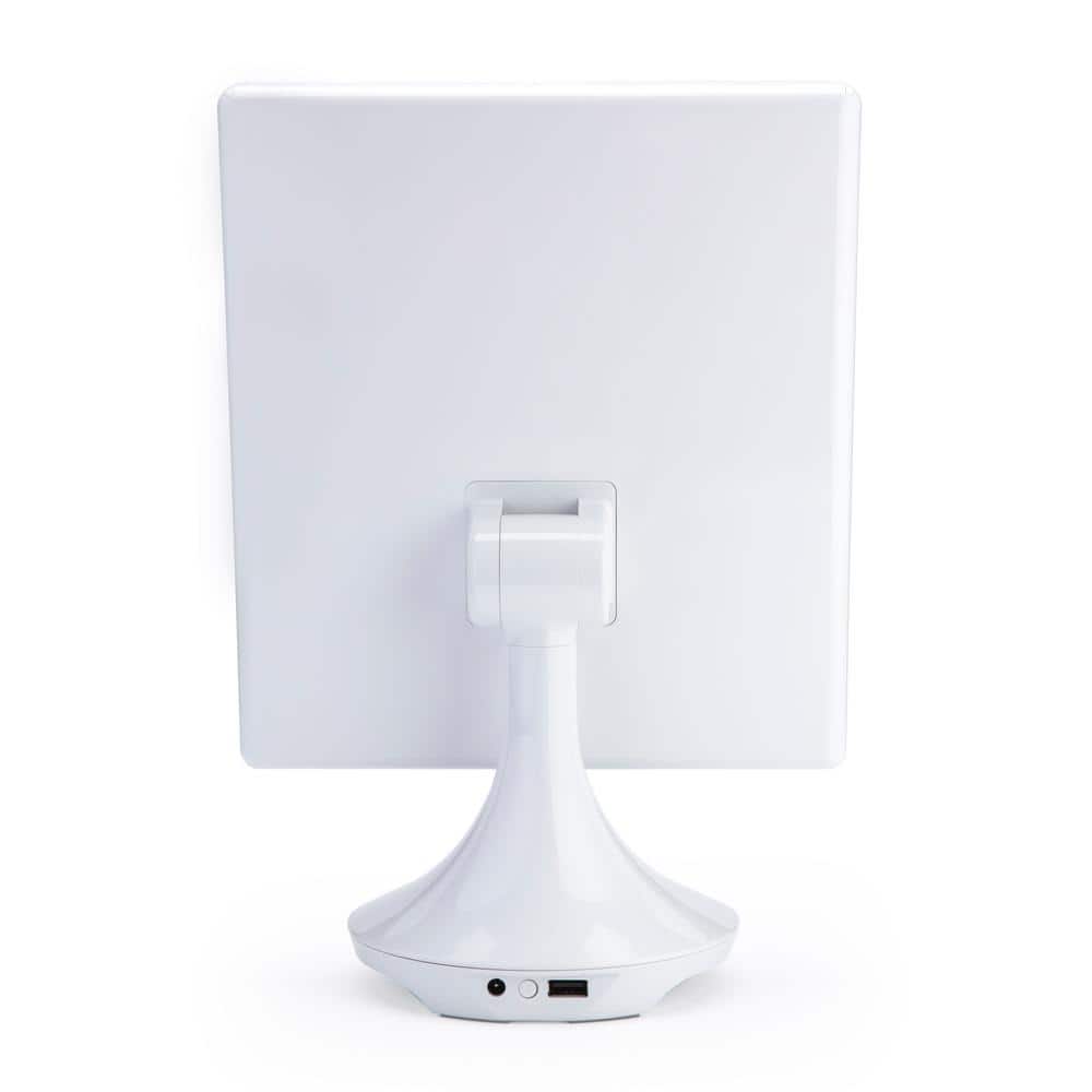 Luxe 10x Magnification White Bluetooth Makeup Mirror with LED Lighting