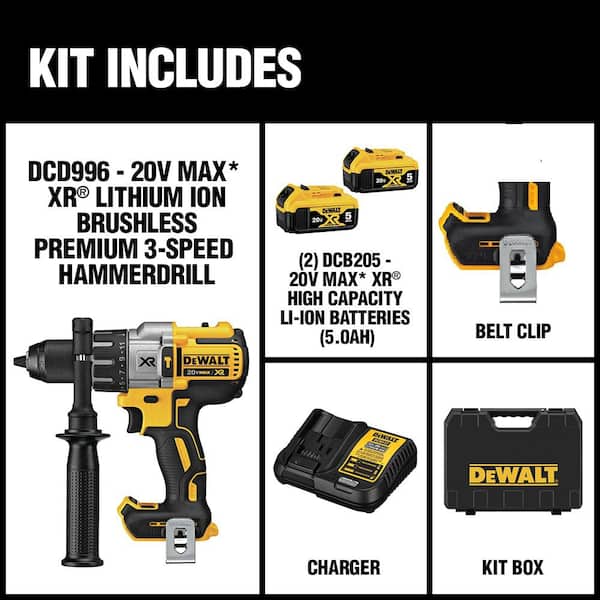20V MAX XR Brushless Cordless 3-Speed 1/2 in. Hammer Drill Kit and 20V 1/2 Gal. Wet/Dry Portable Vacuum (Tools Only)