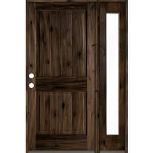 50 in. x 80 in. Rustic Knotty Alder Square Top Right-Hand/Inswing Clear Glass Black Stain Wood Prehung Front Door w/RFSL