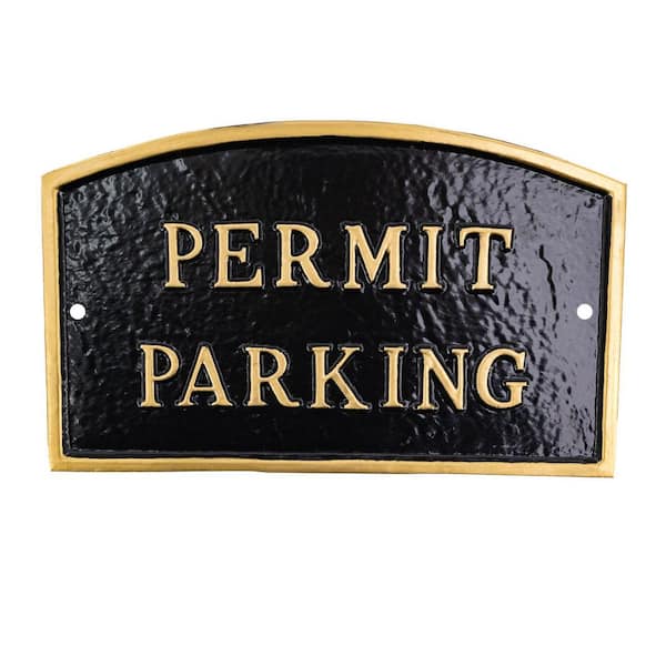 10 in. x 15 Standard Arch Permit Parking Statement Plaque Sign - Black/Gold