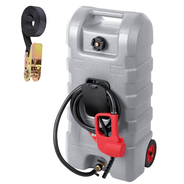 15 Gallon Fuel Caddy, Portable Gasoline Tank Container with Le Fluid Delivery Siphon Pump and 10ft Delivery Hose