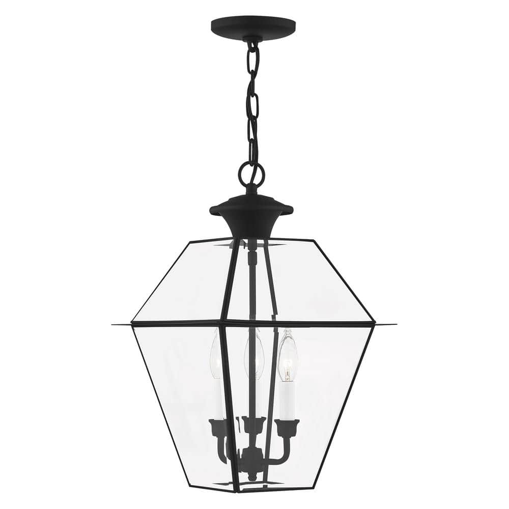 Ainsworth 18.5 in. 3-Light Black Dimmble Outdoor Pendant Light with Clear Beveled Glass and No Bulbs Included price history on PriceWatchPro