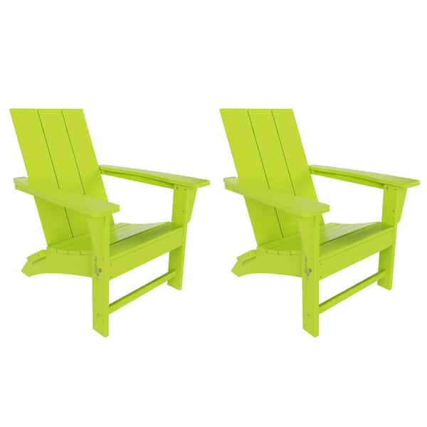 WESTIN OUTDOOR Shoreside Lime Modern Outdoor Folding Plastic Adirondack Chair