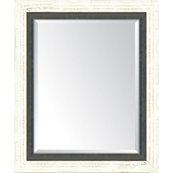 Melissa Van Hise Medium Rectangle French White/Indigo Beveled Glass Classic Mirror (30 in. H x 36 in. W)