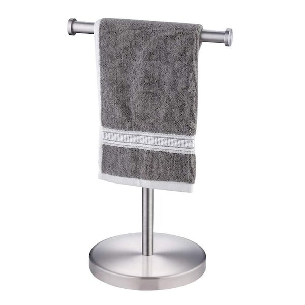 Cuntertop 10.5 in. Freestanding T-Shape 1-Piece Towel Bar Holder in Silver