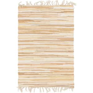 Chindi Cotton Striped Beige 2 ft. x 3 ft. Accent Rug
