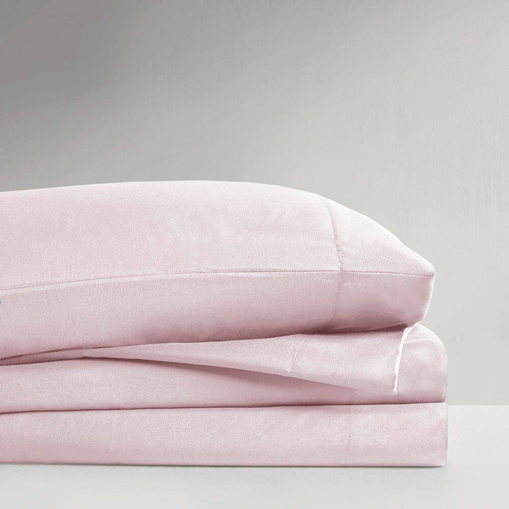 Blush Twin Solid Microfiber Sheet Set with Pillowcase