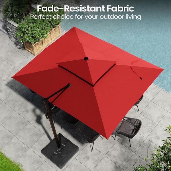 fade resistant red patio umbrella MASTERCANOPY 7.5ft with Valance, Crank and Tilt 6 Ribs Outdoor Market Umbrella, UV/Fade Resistant, Waterproof Canopy with Wind Vent for Garden, Deck, Backyard, Pool (Red) : Patio button tilt function makes it easy to adjust the angle as the sun moves across the sky COSTWAY 12 Feet Patio Umbrella