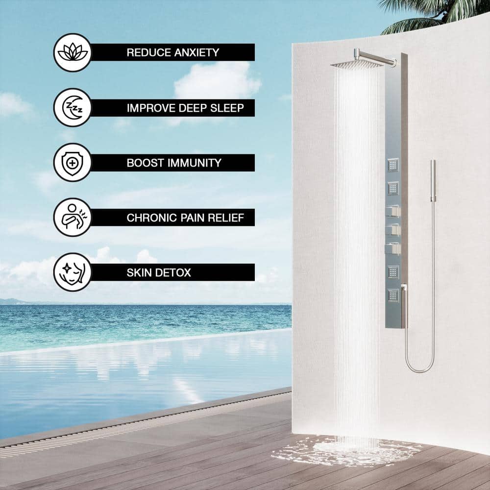Sutton 58" Stainless Steel 4-Jet Shower Panel with Handheld Showerhead