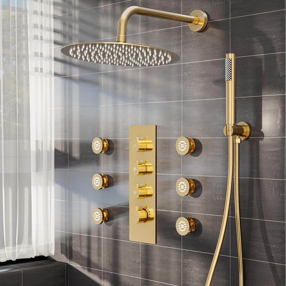 EVERSTEIN 7-Spray Patterns 2.5 GPM Shower System with 12 in. Wall Mount ...