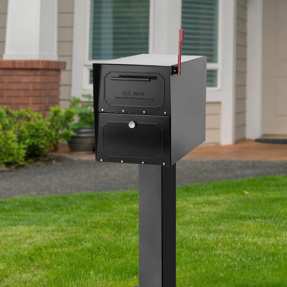 28" Black Galvanized Steel Mailbox Post