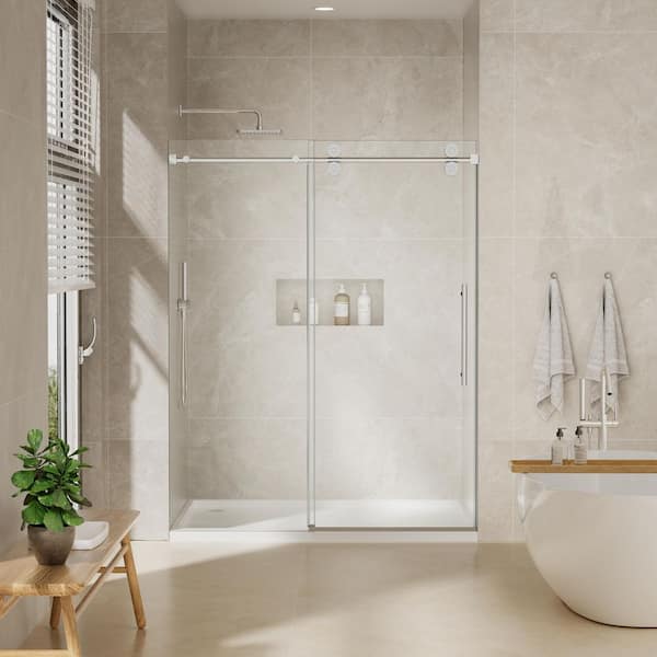 NANAWO 56 in.-60 in. W x 72 in. H Frameless Single Sliding Shower