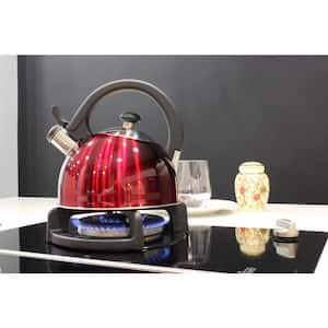Sabal 2 Qt. Stainless Steel Stovetop Tea Kettle with Whistle in Red